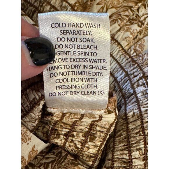 Bec + Bridge Brown And Ivory Cotton Smocked Toile Print Gloria Mini Dress Size 2 - Picture 14 of 14